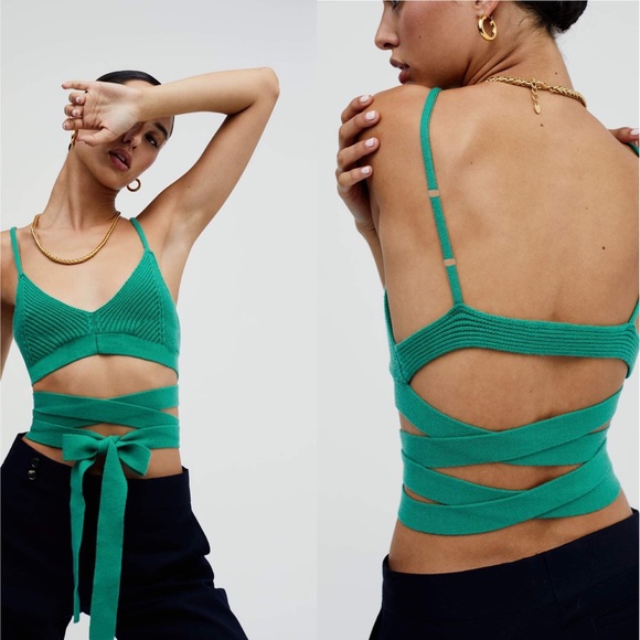 For Love And Lemons Tops - For Love and Lemons Joan Knit Cami Top Green Medium